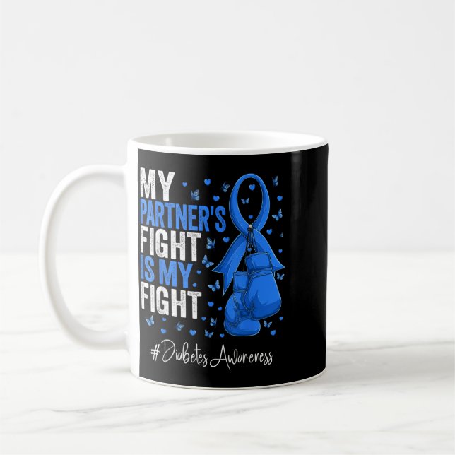 Blue Ribbon Partner Diabetes Medvetenhet Kaffemugg (Vänster)