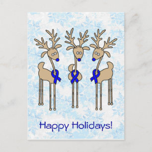 Blue Ribbon Reindeer Helg Vykort