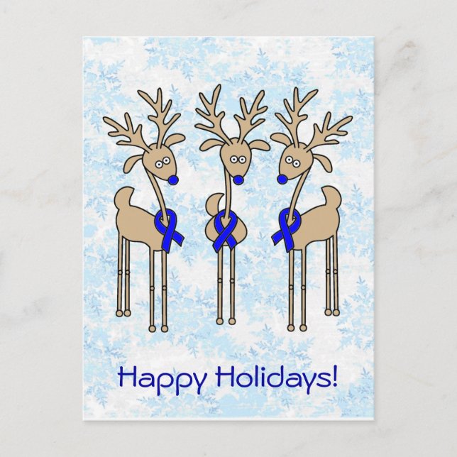Blue Ribbon Reindeer Helg Vykort (Framsida)