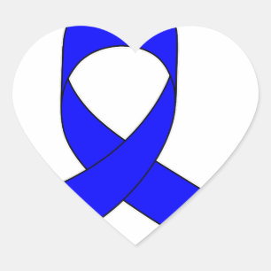 Blue Ribbon Teckning Hjärtformat Klistermärke