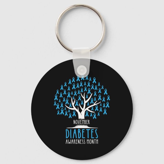 Blue Ribbon Träd - T1D Diabetes Awareness Nyckelring (Framsida)