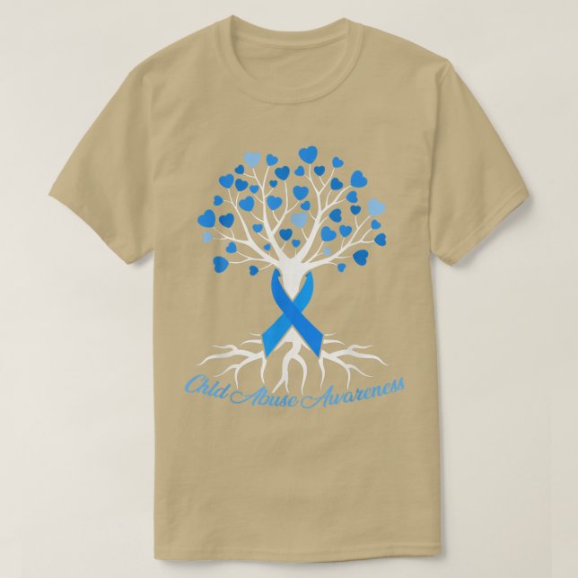 Blue Ribbon Tree Heart Child Abuse Prevention Mont T Shirt (Design framsida)