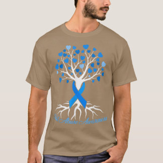Blue Ribbon Tree Heart Child Abuse Prevention Mont T Shirt