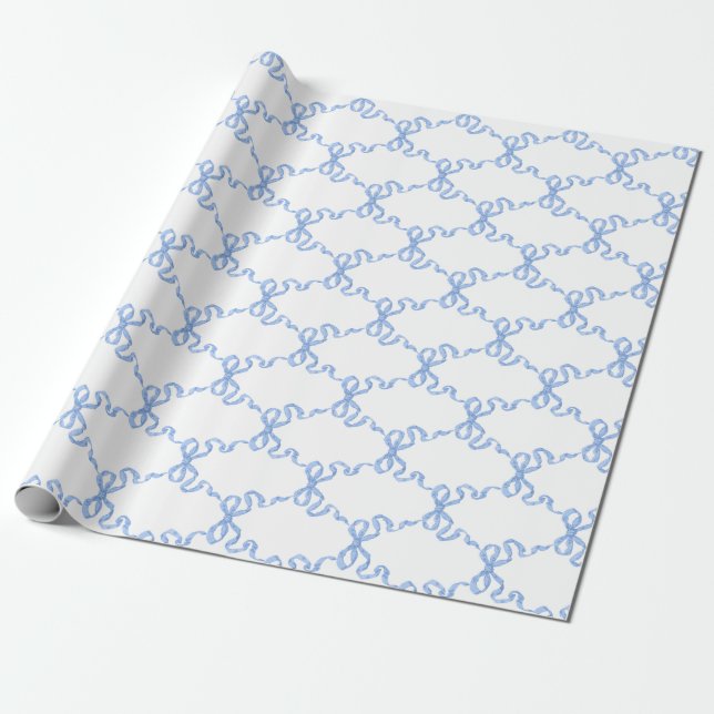 Blue Ribbon Trellis Presentpapper (Utrullad)