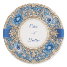 Blue Ribbon Victorian Blommigt Bröllop Sticker