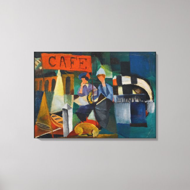 Blue Rider Cafe Expressionist Art Reproduction Rep Canvastryck (Framsida)
