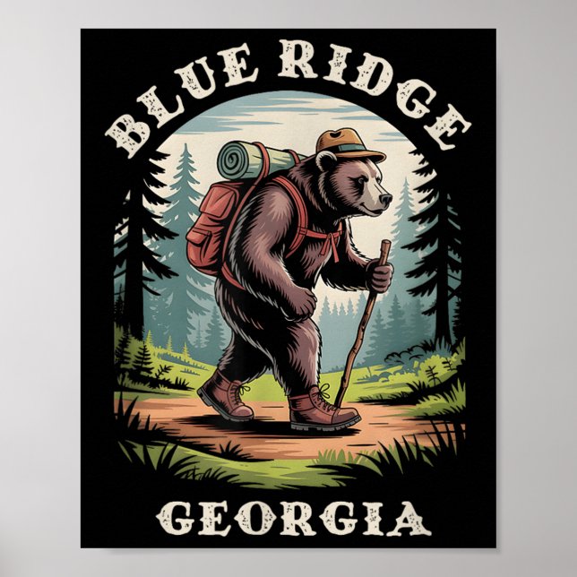 Blue Ridge, Georgia Ga Mountains Hiking Bear Fores Poster (Framsidan)