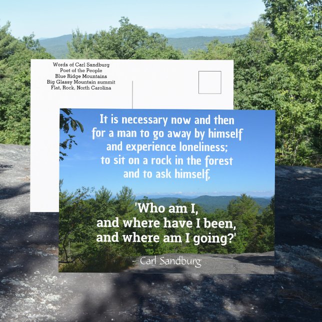 Blue Ridge Mountains Carl Sandburg-citat Vykort (Skapare uppladdad)