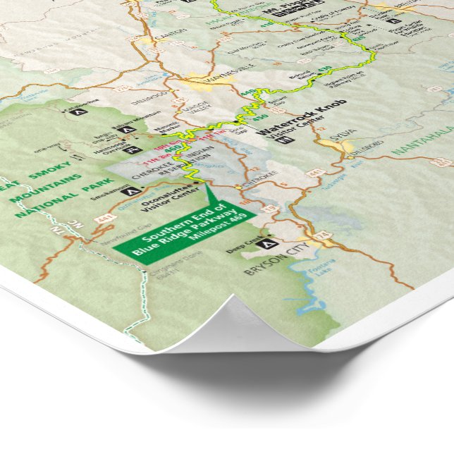 Blue Ridge Parkway 2026 map poster (Hörn)