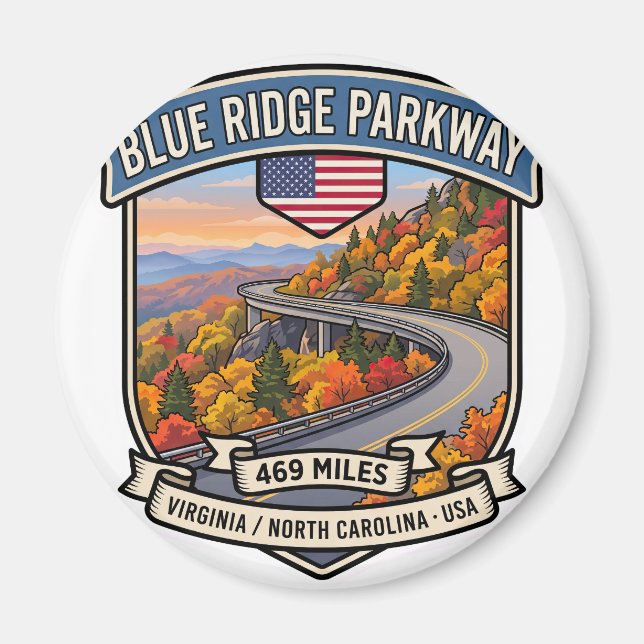 Blue Ridge Parkway Appalachian Scenic Road Magnet (Framsidan)