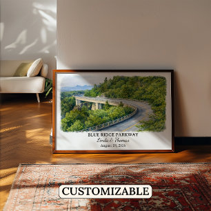 Blue Ridge Parkway North Carolina Affisch, Akvarel Poster