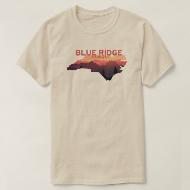 Blue Ridge Parkway North Carolina Karta T Shirt (Design framsida)