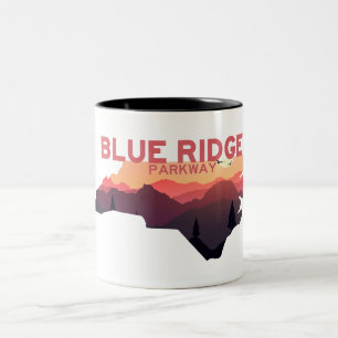 Blue Ridge Parkway North Carolina Karta Två-Tonad Mugg