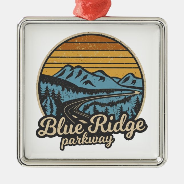 Blue Ridge Parkway Retro Julgransprydnad Metall (Framsidan)