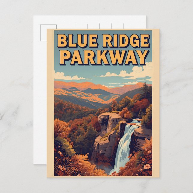 Blue Ridge Parkway Scenic Byway Virginia NC Vykort (Fram/baksida)