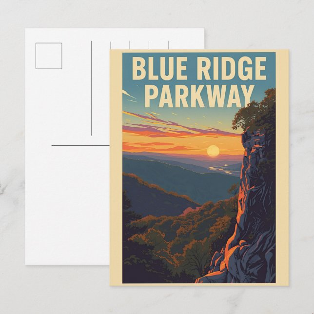   Blue Ridge Parkway Scenic Byway Virginia North C Vykort (Fram/baksida)