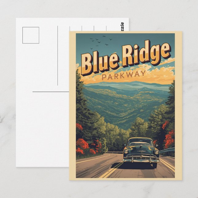   Blue Ridge Parkway Scenic Byway Virginia North C Vykort (Fram/baksida)