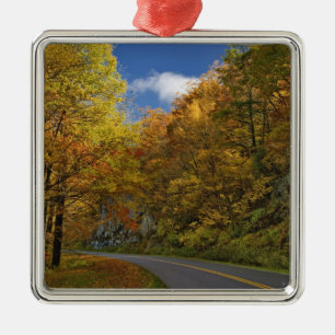 Blue Ridge Parkway svänger genom höstfärger Julgransprydnad Metall