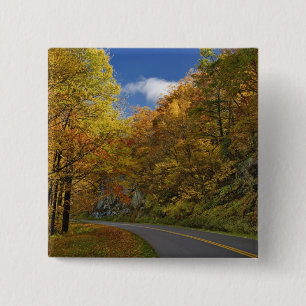 Blue Ridge Parkway svänger genom höstfärger Knapp