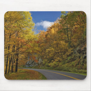 Blue Ridge Parkway svänger genom höstfärger Musmatta