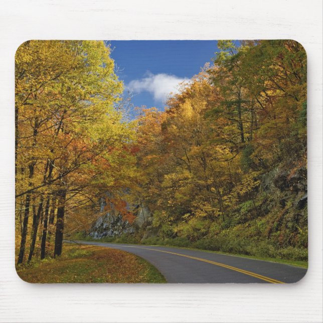 Blue Ridge Parkway svänger genom höstfärger Musmatta (Framsidan)