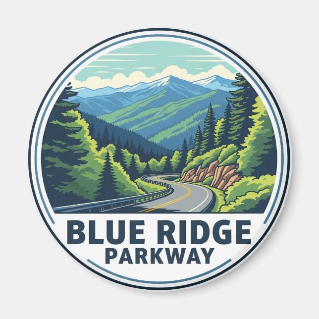Blue Ridge Parkway Travel Magnet (Framsidan)