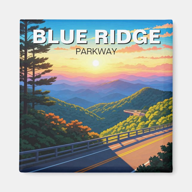 Blue Ridge Parkway Travel Magnet (Framsidan)