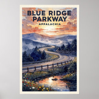 Blue Ridge Parkway Vintage Resa Poster