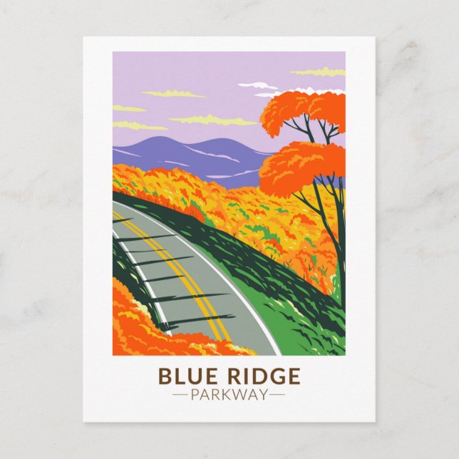 Blue Ridge Parkway-Vintage Vykort (Framsida)