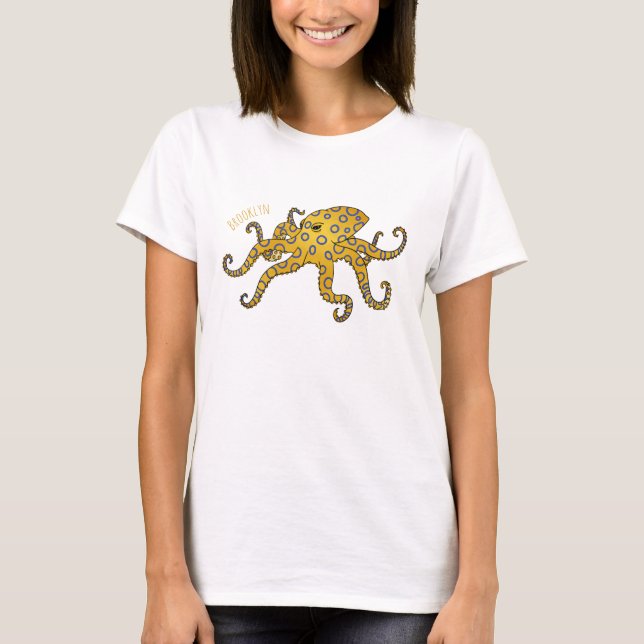 Blue-ringed octopus cartoon illustration  t shirt (Framsida)