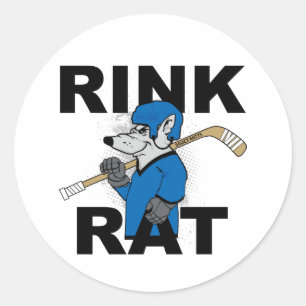 Blue Rink Råtta Hockey Classic Round Sticker Runt Klistermärke