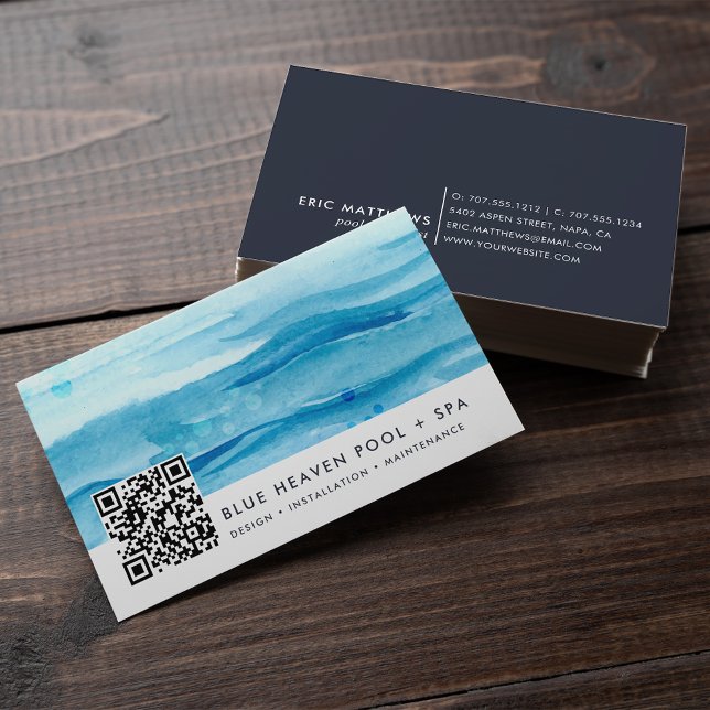Blue Ripple | QR-kod för Bassäng eller Simma Visitkort (Skapare uppladdad)