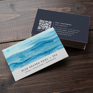 Blue Ripple QR-kod för Bassäng eller Simma Visitkort