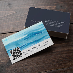 Blue Ripple QR-kod för Bassäng eller Simma Visitkort