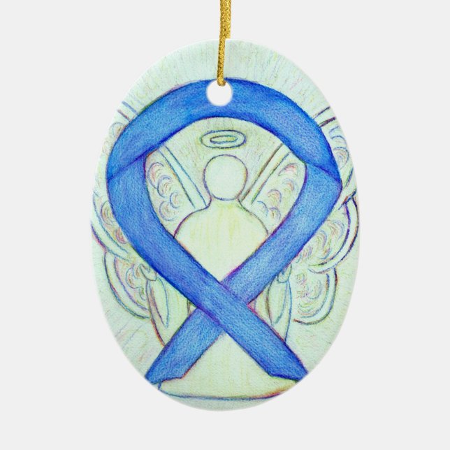 Blue River Awareness Ribbon Angel Pendant Ornament (Framsidan)