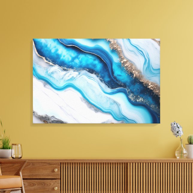 Blue River Marble Canvastryck (Insitu (Vardagsrum))