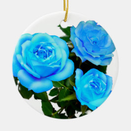 Blue ro blåa blommor julgransprydnad keramik