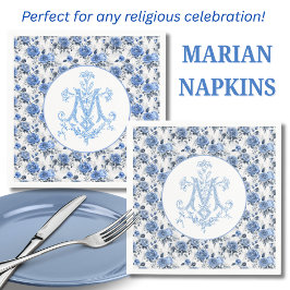 Blue Ro Blommigt Marian Kor Religiösa Mary Mary Ma Pappersservett