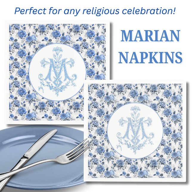 Blue Ro Blommigt Marian Kor Religiösa Mary Mary Ma Pappersservett (Skapare uppladdad)