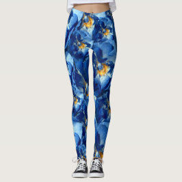 Blue Ro, Blommigt Photo Mönster anpassningsbar Leg Leggings