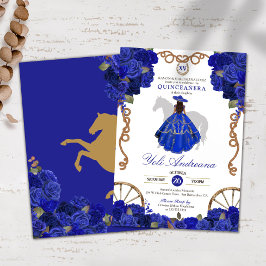 Blue Ro Blommigt Western Charro Quinceañera Inbjudningar