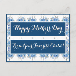 Blue Ro Blommönster Vykort