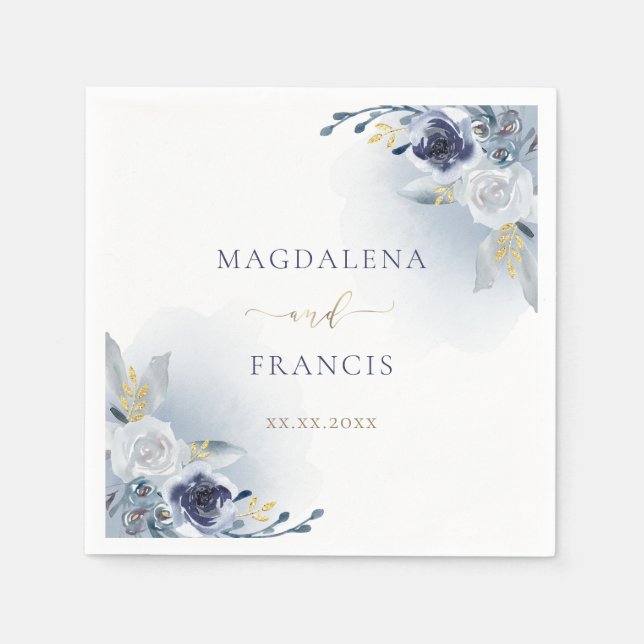 Blue ro bröllop pappersservett (Framsidan)