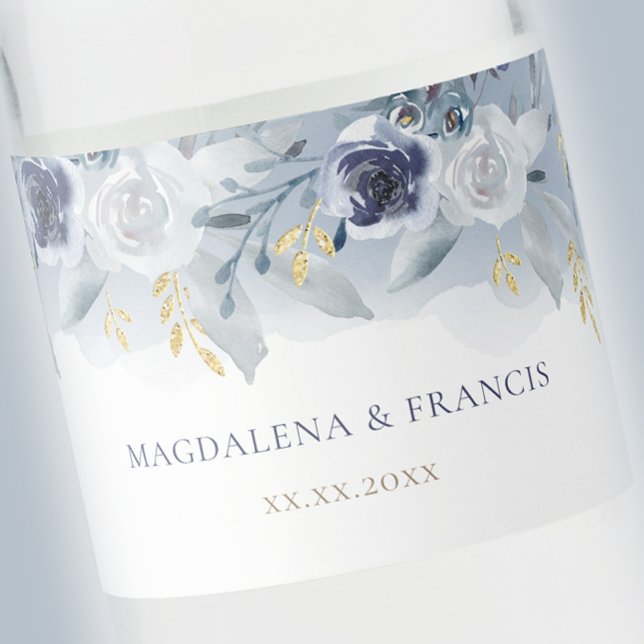 Blue ro bröllop vattenflaskor etikett (Skapare uppladdad)