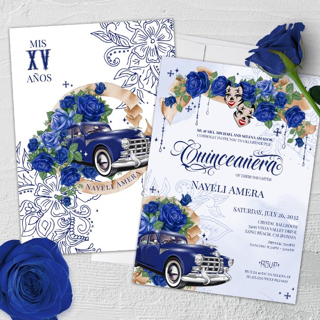 Blue Ro Chola Oldie Lowrider Chicana Quinceanera Inbjudningar (Skapare uppladdad)