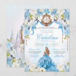 Blue Ro Cinderella Royal Princess Quinceanera Inbjudningar