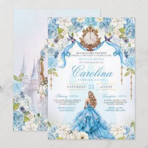 Blue Ro Cinderella Royal Princess Quinceanera Inbjudningar