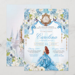 Blue Ro Cinderella Royal Princess Quinceanera Inbjudningar