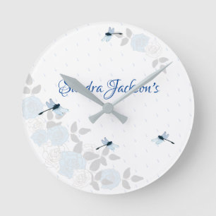 Blue Ro Dragonfly Boy Baby Shower Gift Rund Klocka