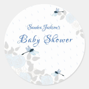 Blue Ro Dragonfly Boy Baby Shower Runt Klistermärke